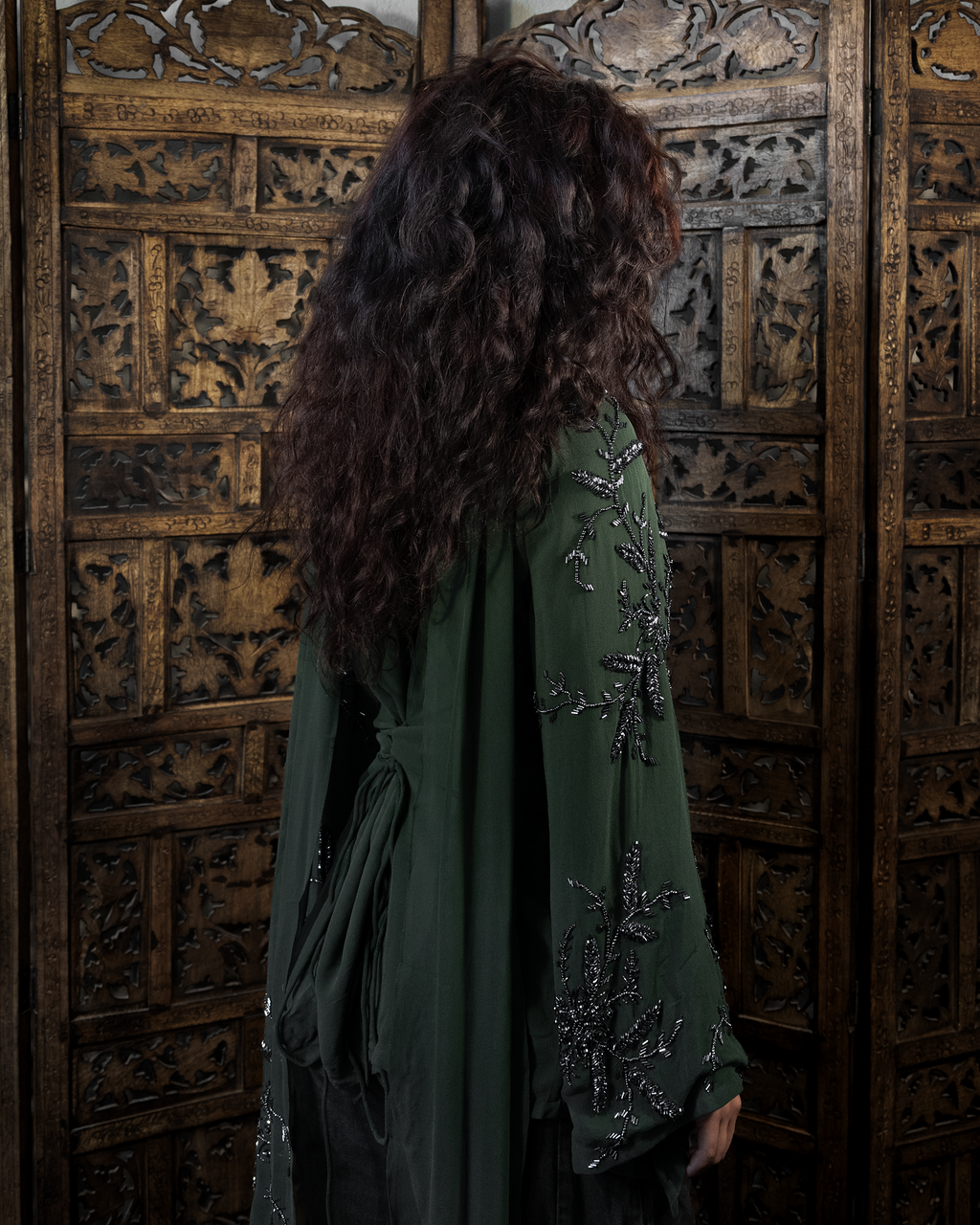 SUNDUS TOP AND SCARF SET / DEEP GREEN
